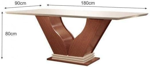 Conjunto Sala de Jantar Mesa com Tampo de Vidro Safira 6 Cadeiras Atena Lj Móveis Castanho Premio/Off White/Pena Bege - Imagem 4
