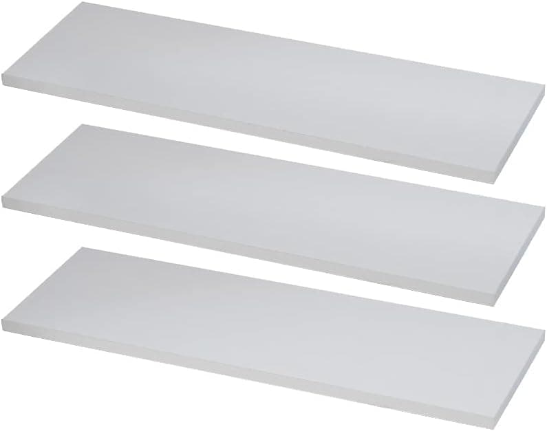 KIT 3 Prateleiras Estante 40x15 Madeira MDF Brancas Nicho Quarto Sala + Suporte Invisível