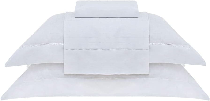 Buddemeyer Jogo de Cama Casal Cetim 300 Fios Damask Square 100% Algodão Penteado Branco 4 peças