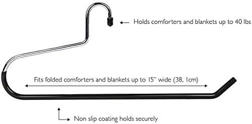 Conjunto de 6 cabides de aço inoxidável resistente com revestimento antiderrapante de vinil preto – Ótimo para armazenamento de colchas, edredons, roupas de cama, toalhas de mesa, toalhas, tapetes e - Imagem 3
