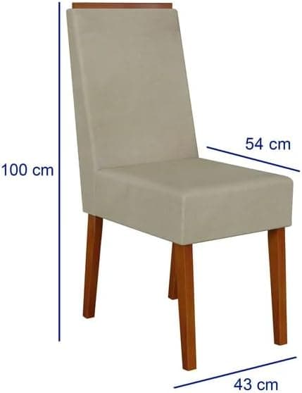 Conjunto Sala de Jantar 6 Lugares Madeira Mesa California e Cadeira Montana Tecido A40 Móveis Meneghetti Caramelo - Imagem 4