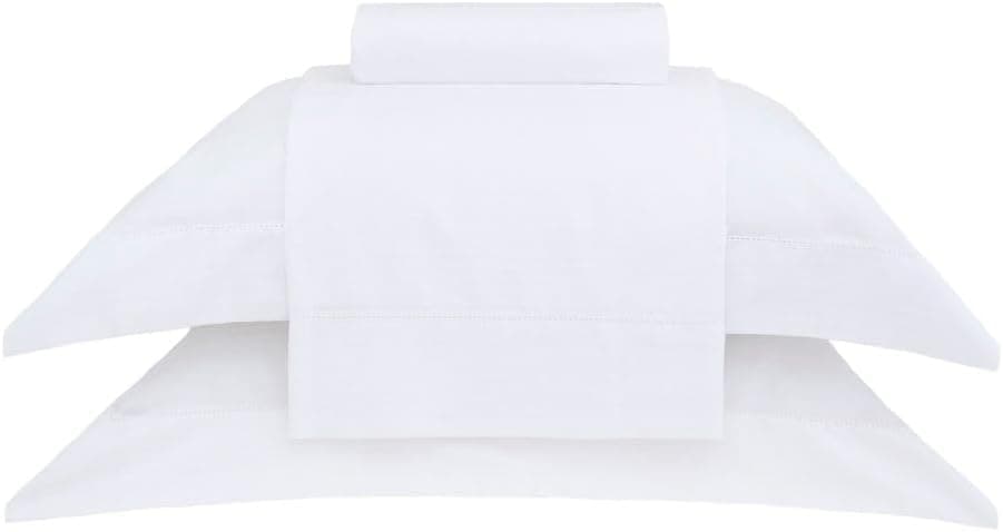 Buddemeyer Jogo de Cama King Cetim 300 Fios Damask Stripes 100% Algodão Penteado Branco 4 peças