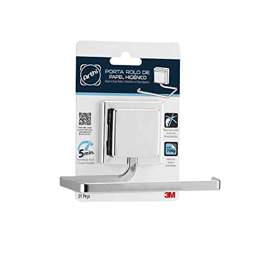 Papeleira 3M | Design Sofisticado | Prática Instalação | Capacidade para 1 Rolo de Papel | Resistente à Ferrugem | Fita Colante 3M | Organizador de Banheiro | Utilidades Domésticas | Casa e Cozinha