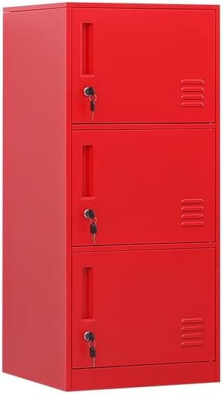 Armário de armazenamento vertical de metal de 3 portas para quarto de crianças, escola, escritório, casa, armário de armazenamento de aço empilhável para brinquedos, roupas e equipamentos esportivos - Imagem 2