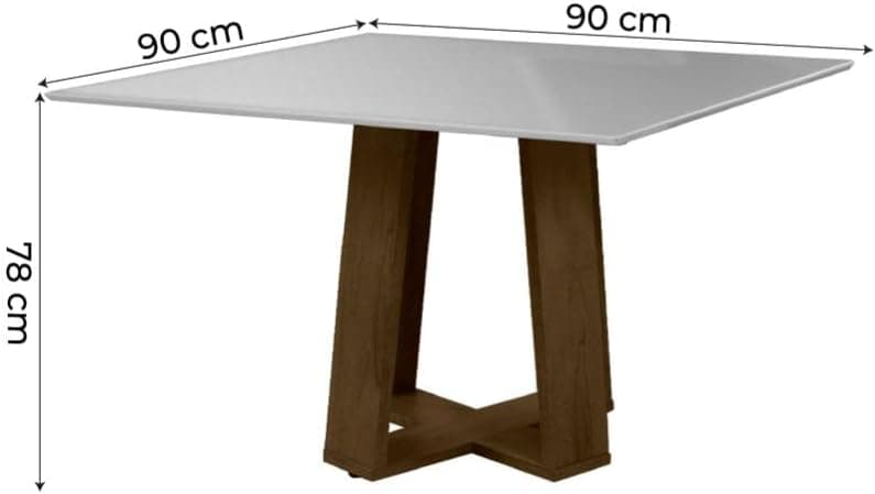 Conjunto de Mesa Sala de Jantar Atenas com 4 Cadeiras Carvalho/off White/bege 0,90m Quadrada Dobuê - Imagem 4