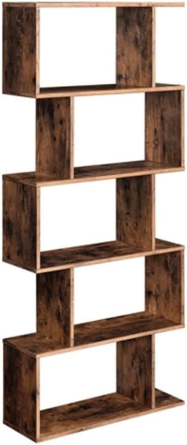 VASAGLE Estante, prateleira de 5 camadas, prateleira de exibição e divisória de quarto, prateleiras de armazenamento decorativas independentes, marrom rústico
