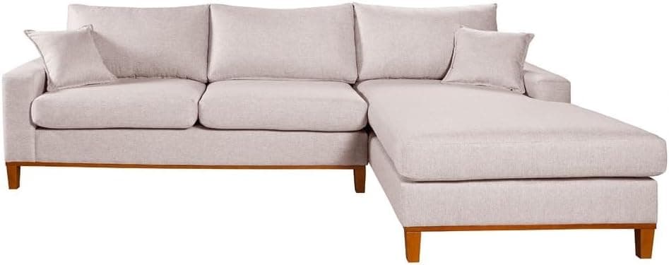 Sofá California 4 Lugares Living Chaise Linho Lado Esquerdo - Essencial Estofados (Champagne) - Imagem 4