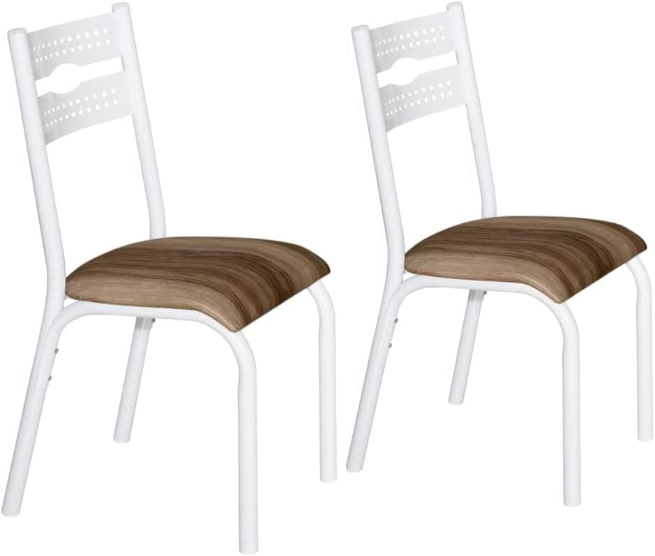 CONJUNTO DE 2 CADEIRAS COZINHA SALA JANTAR CIPLAFE LUNA TUBO BRANCO ASSENTO ESTOFADO