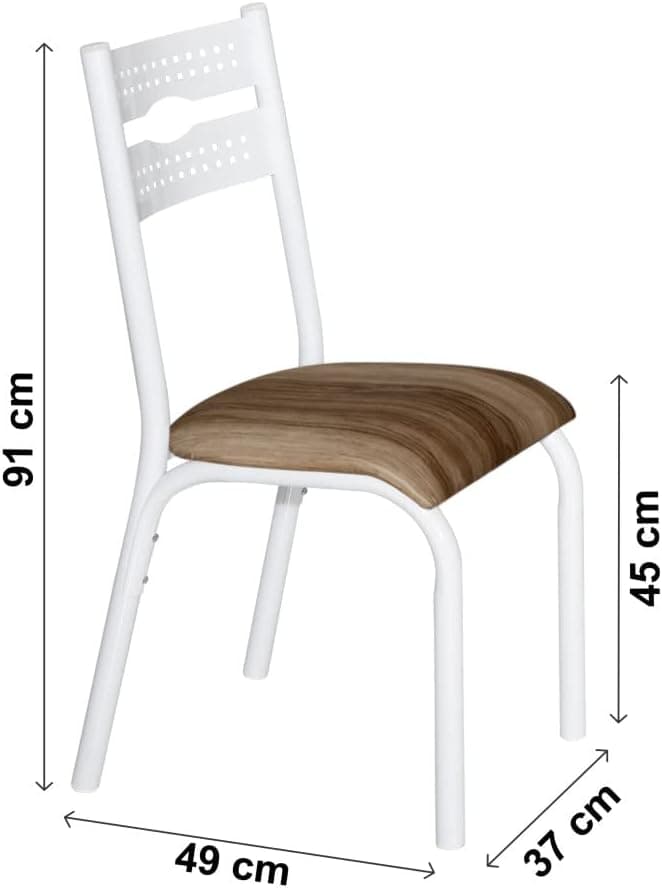CONJUNTO DE 2 CADEIRAS COZINHA SALA JANTAR CIPLAFE LUNA TUBO BRANCO ASSENTO ESTOFADO - Imagem 3