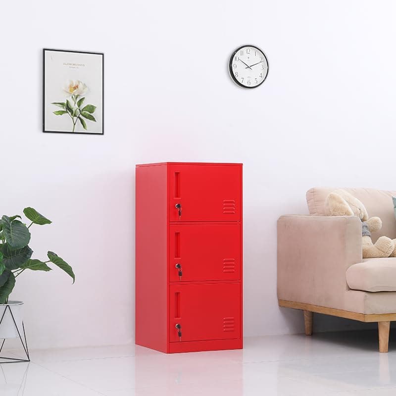 Armário de armazenamento vertical de metal de 3 portas para quarto de crianças, escola, escritório, casa, armário de armazenamento de aço empilhável para brinquedos, roupas e equipamentos esportivos - Imagem 3