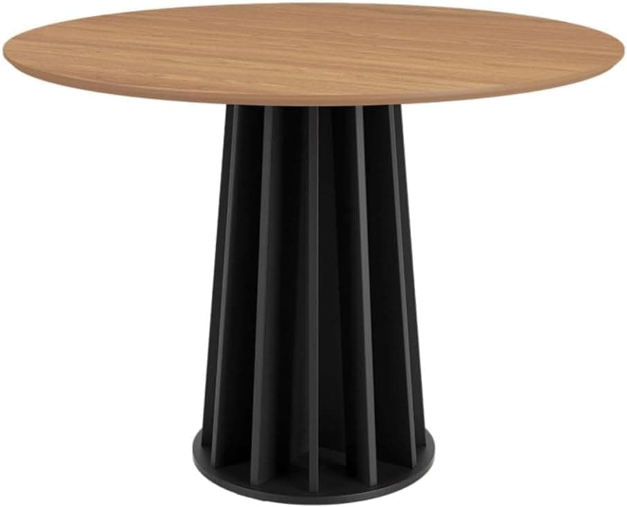 Mesa de Jantar Redonda 105cm para 4 Lugares Dalla Costa - Freijó/Preto Fosco