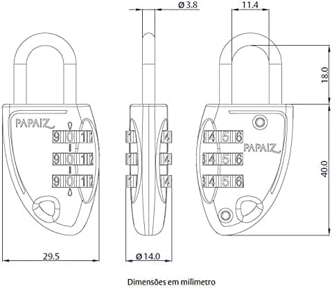 Cadeado De Segredo, Papaiz, C23, Prata - Imagem 3
