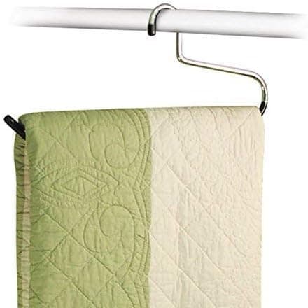 Conjunto de 6 cabides de aço inoxidável resistente com revestimento antiderrapante de vinil preto – Ótimo para armazenamento de colchas, edredons, roupas de cama, toalhas de mesa, toalhas, tapetes e