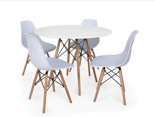 Conjunto de Jantar Mesa Eiffel Branca + 4 Cadeiras Eiffel DKR Brancas - Cozinha, Sala de jantar, Salão de Festas (Mesa 90cm) - Imagem 3