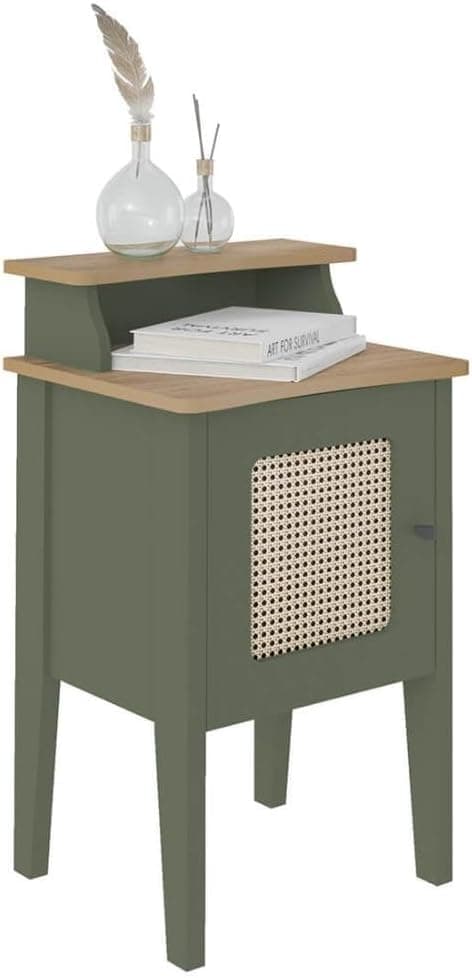Mesa de Apoio com porta de abrir CHARLOTTE cor Menta c/Carvalho - Artely