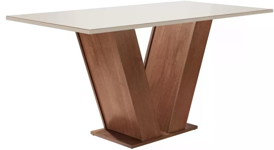 Conjunto Sala de Jantar Mesa Tampo de Vidro 6 Cadeiras Espanha Espresso Móveis Chocolate - Imagem 4