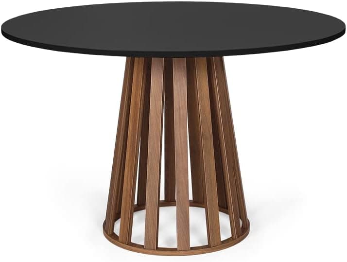 Mesa de Jantar Redonda 6 Lugares 120cm Gabi Preto/Noronha - Straub Web