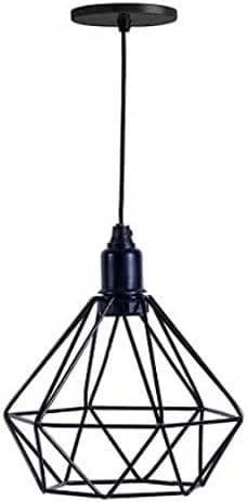 Lustre Pendente Aramado Diamante Pequeno Preto