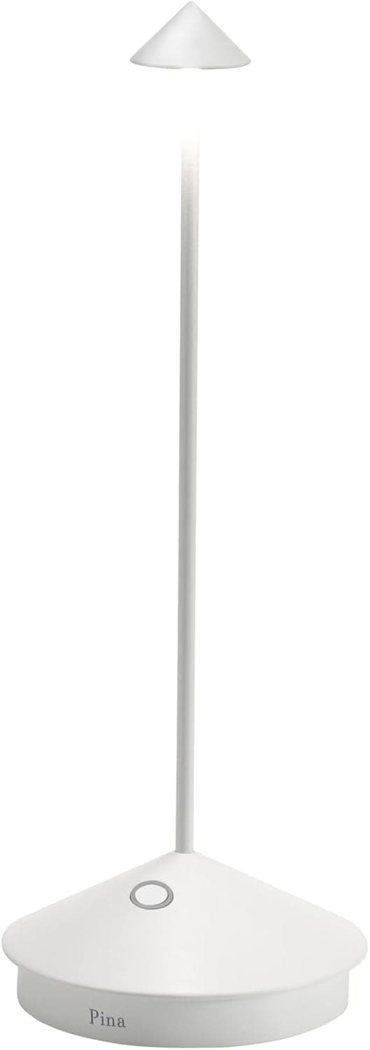 Zafferano – Luminária Portátil Pina Pro (Branco) LED 2200K–3000K | Recarregável com Sensor Touch, Base de Contato e IP54 | Ideal p/Uso Interno ou Externo (Exceto Folheados)