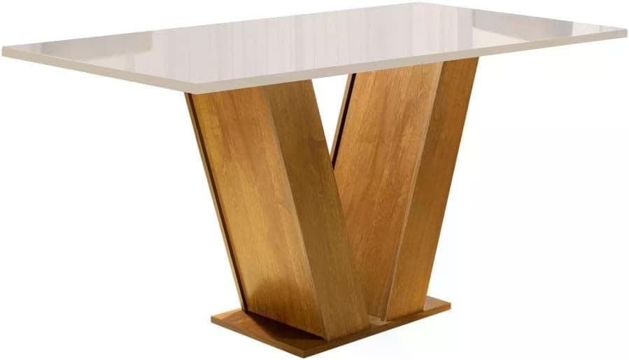 Conjunto Sala de Jantar Mesa Tampo de Vidro 4 Cadeiras Espanha Yescasa Ypê/Suede Bege - Imagem 4