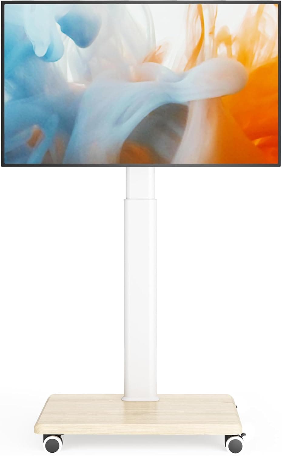 AX WABER Suporte de TV móvel para TVs de 27 a 65 polegadas, carrinho de TV portátil com rodas, suportes de piso universais altos com suporte giratório, montagem em pé elegante ajustável em altura