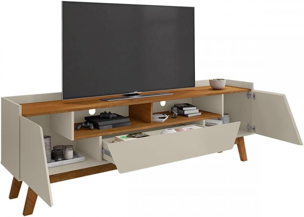 Rack Sala Florença para Tv até 70 Polegadas com Pés Madeira Off White/naturale - Imagem 4
