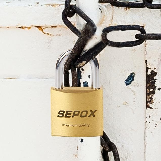 SEPOX® Preminum Heavy-Duty Padlock Keyed-Alike, 1-9/16" 40mm Solid-Brass Padlocks Set 36 Pcs Padlocks with Same Keys 48 Pcs, Anti-Cut Shackle Weather Proof for Gym Locker, Fence, Gate, Tool-Box, Chain - Imagem 4