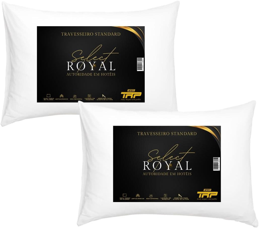 Kit 2 Travesseiros TRP Imports Select Royal Toque de Plumas Antialérgico Linha Hotel