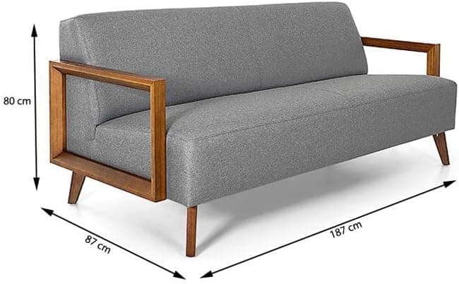 Sofá 3 Lugares Herval Hub, Linho Chumbo, 187 cm - Imagem 4