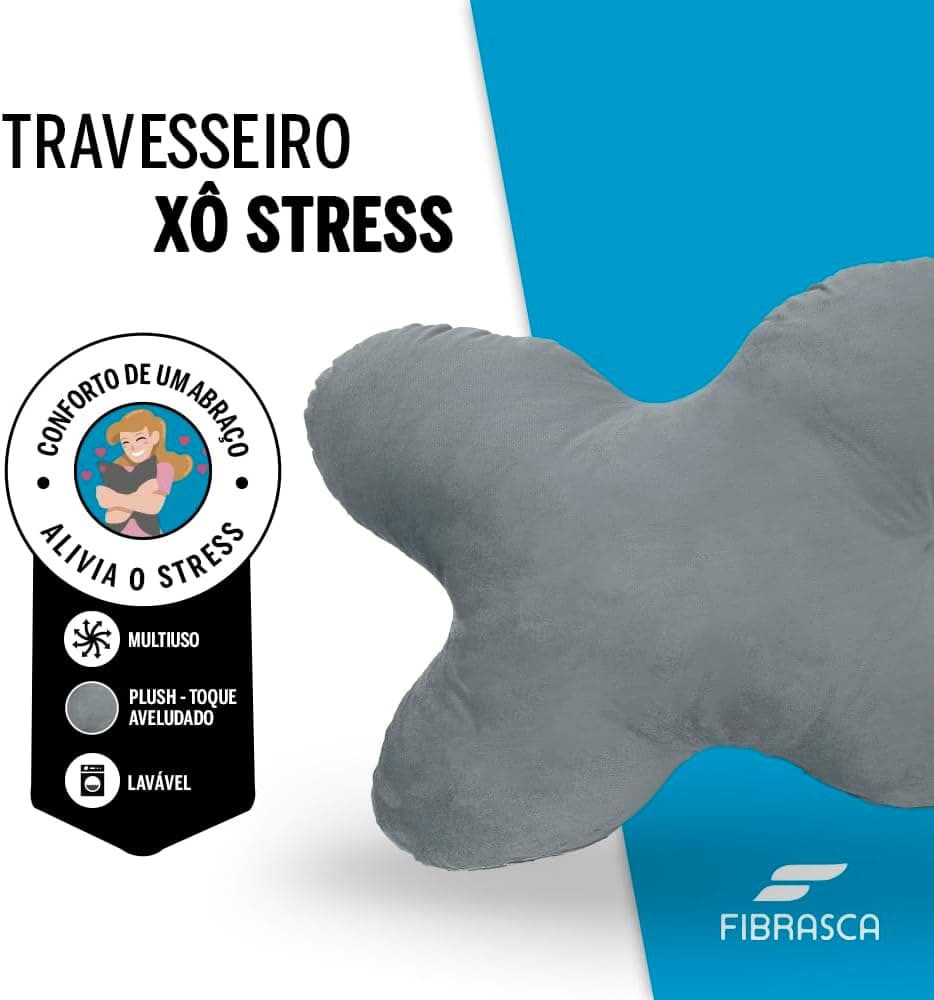 Travesseiro Antistress Xo Stress Toque de Pluma – Grafite – Fibrasca - Imagem 3
