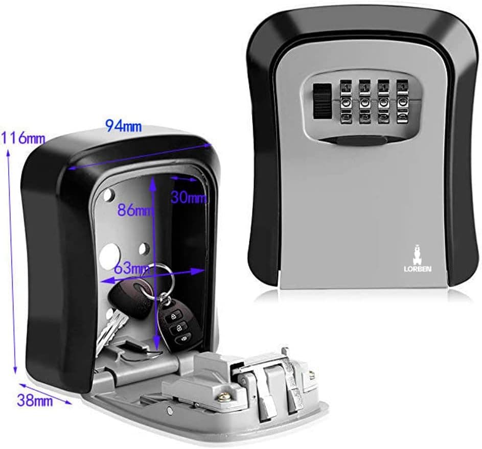 Mini Cofre de Parede com Segredo Lorben Senha Alterável Guarda Chaves Pequenos Objetos - Imagem 3