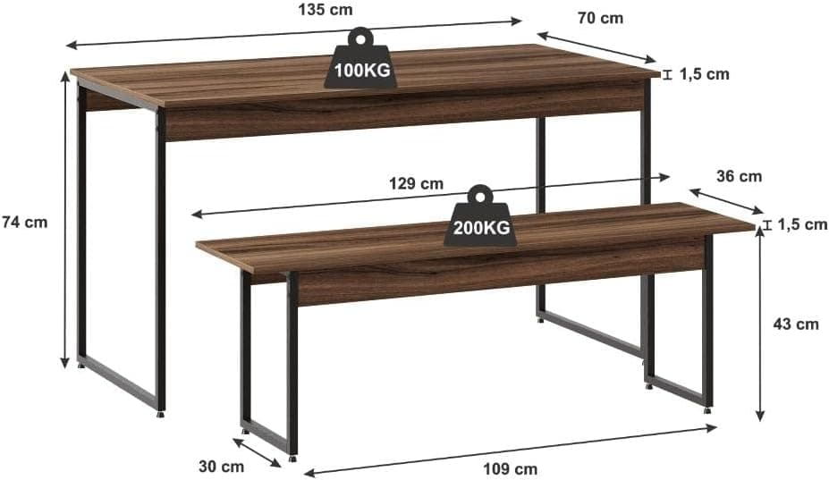 Mesa de Jantar Tub C/01 Banco - Imagem 3
