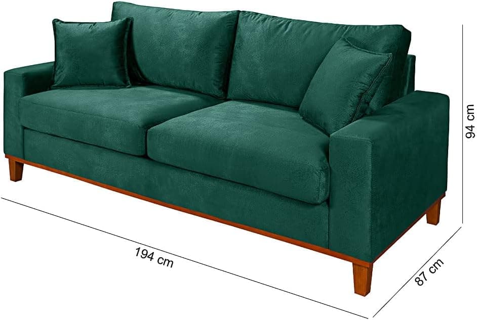 Sofá Living Istambul Em Suede Essencial Estofados (Verde) - Imagem 4