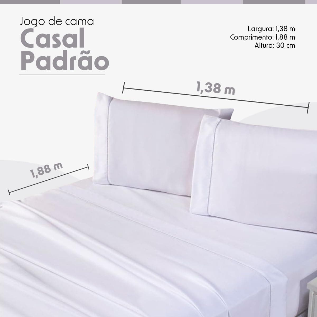Jogo de Cama Casal Padrão Percal 400 Fios Ponto Palito 04 Peças, Antiácaro, Não faz bolinha Toque Extra Macio – Branco - Imagem 4