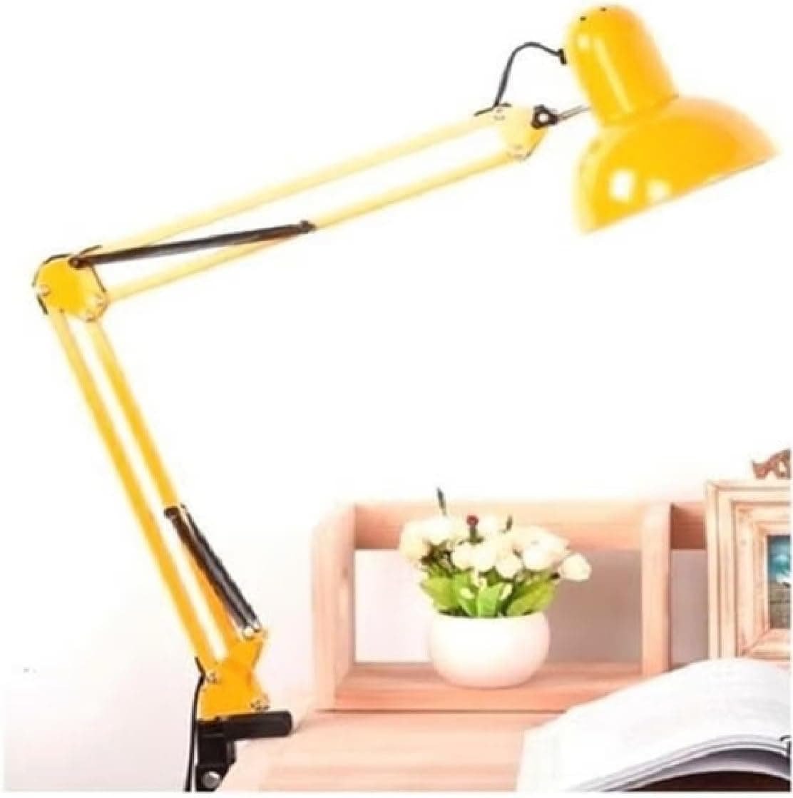 Luminária Mesa 2x1 Metal Abajur Lâmpada Base Garra Flex + Lâmpada LED GIMPO 811c Cor: Amarelo - Imagem 4