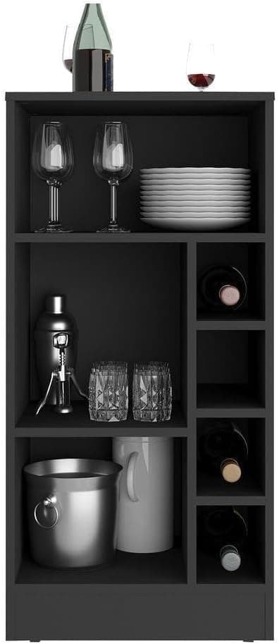 Balcão de Cozinha com Adega e 1 Porta Multimóveis MP2144 Preto – Funcional, Moderno e com Espaço para Vinhos - Imagem 4