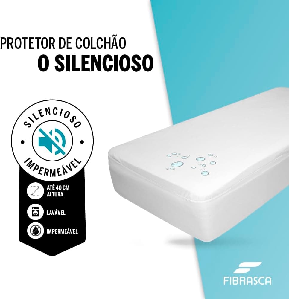 Fibrasca Protetor de Colchão Impermeável O SILENCIOSO – Solteiro King 96 x203 cm, branco, Solteirão - Imagem 3