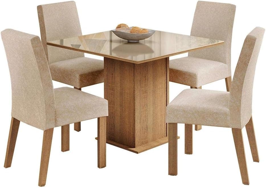 Conjunto Sala de Jantar Madesa Evelin Mesa Tampo de Vidro com 4 Cadeiras - Imagem 3