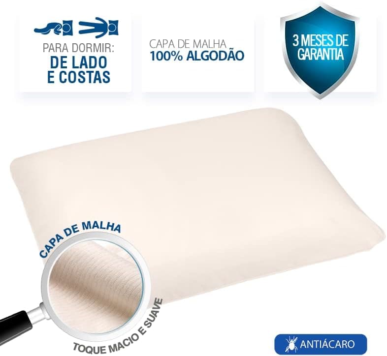 Travesseiro Nasa-X Alto Duoflex Bege Para fronha 50cmx70cm Espuma 100% poliuretano - Imagem 3