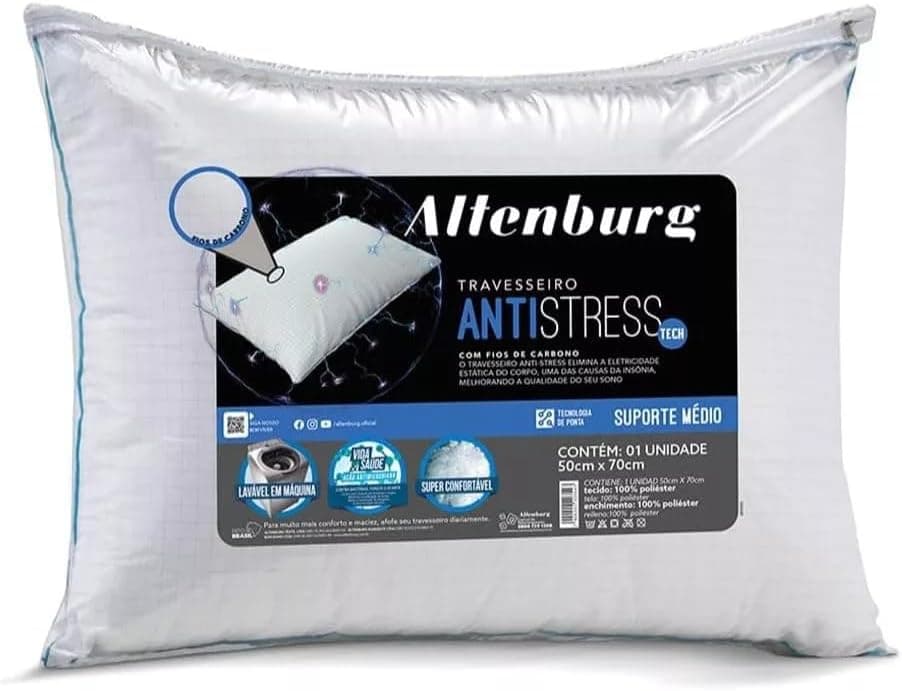 Travesseiros Altenburg Antistress, 50cm x 70cm, Kit 2 Unidades, Antialérgico, Suporte Médio - Imagem 3