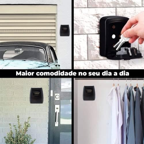 Mini Cofre Parede Para Chaves em Aço Preto com Senha Pado - Imagem 4