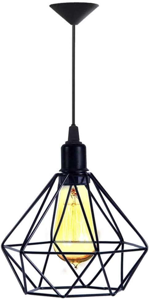 Lustre Pendente Duplo Aramado Diamante Pequeno (Preto) - Imagem 4