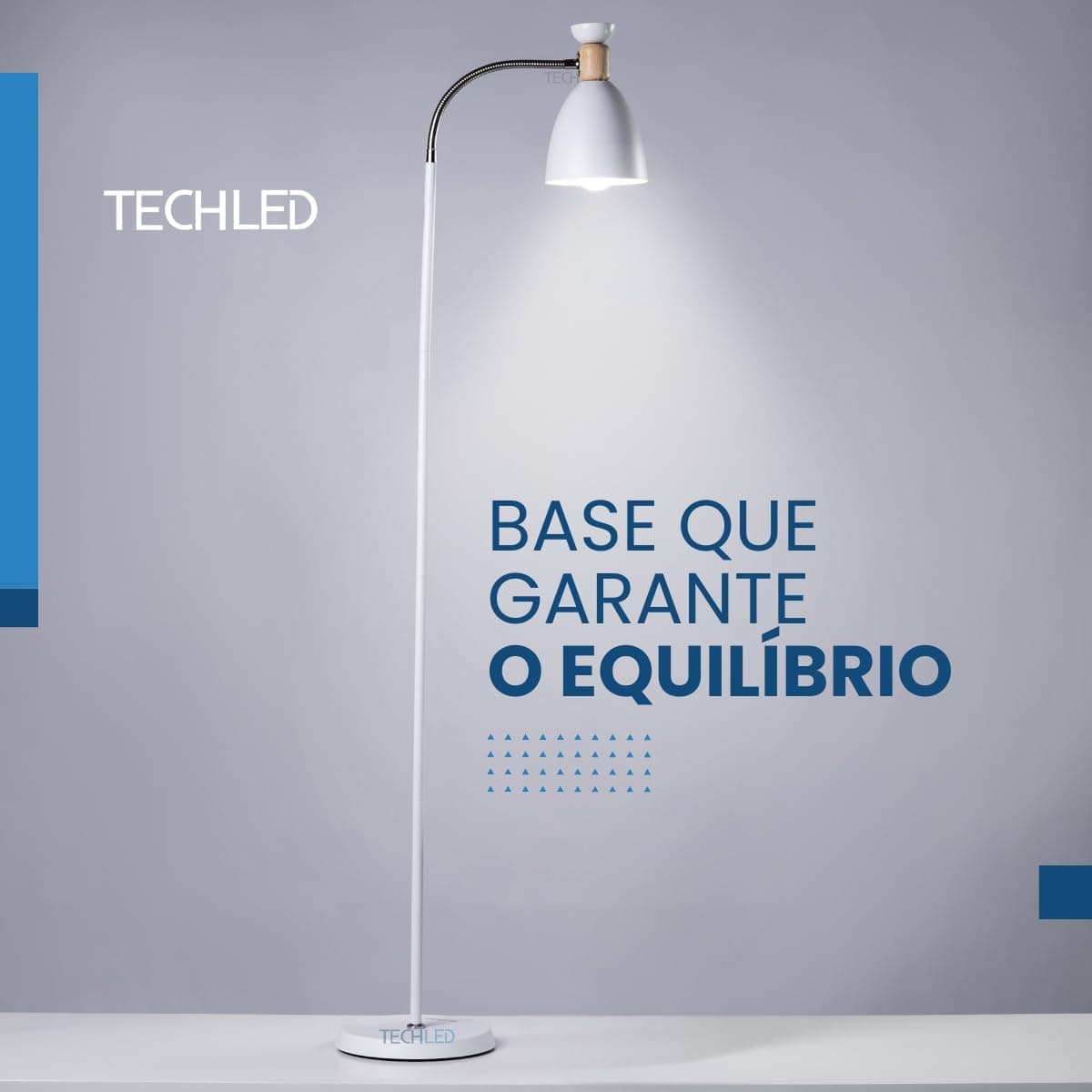 Abajur de chão flexivel luminaria chao articulada piso detalhe em madeira Techled (Preto) - Imagem 4