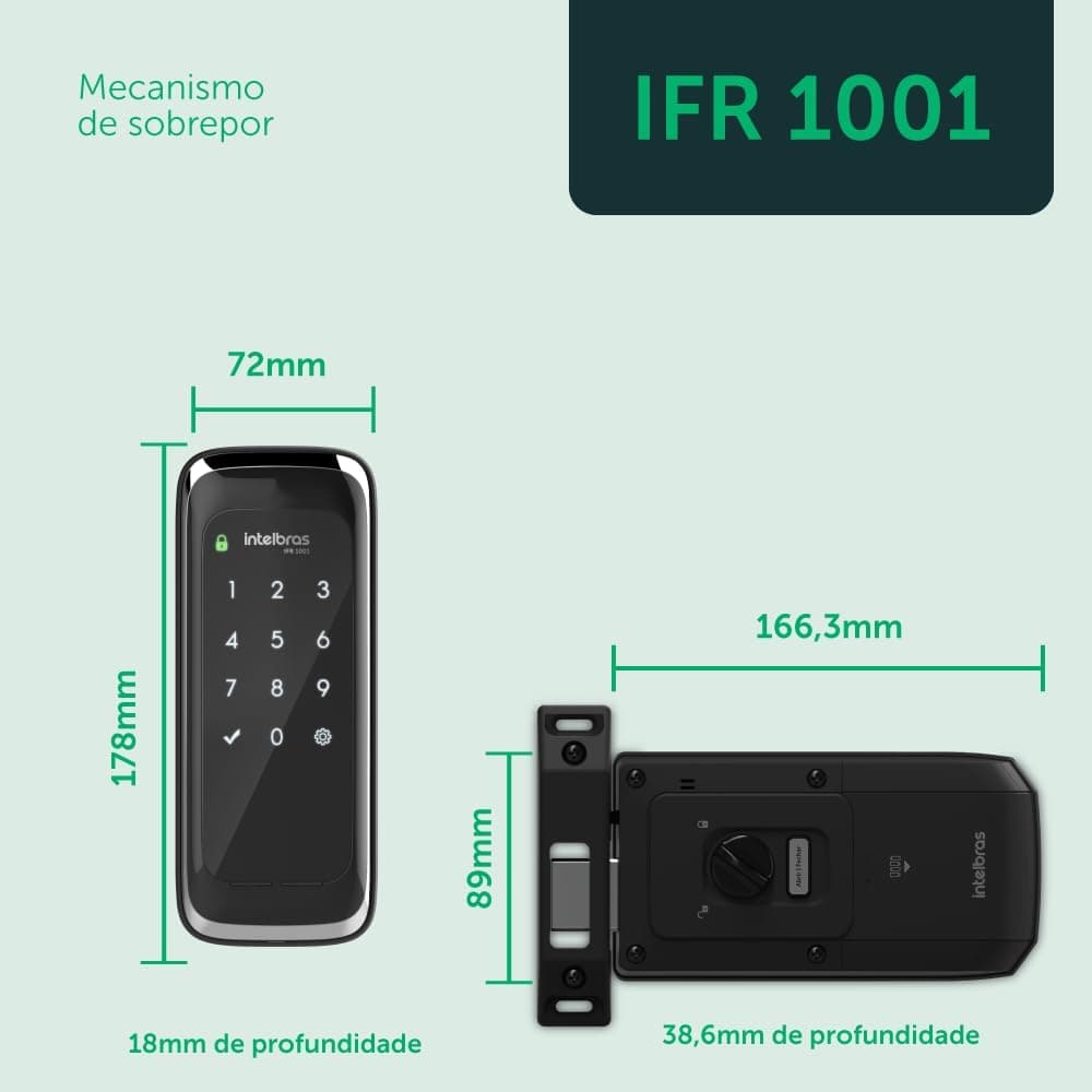 Fechadura Smart de Sobrepor Compatível com Alexa IFR 1001 Preto Intelbras - Imagem 3