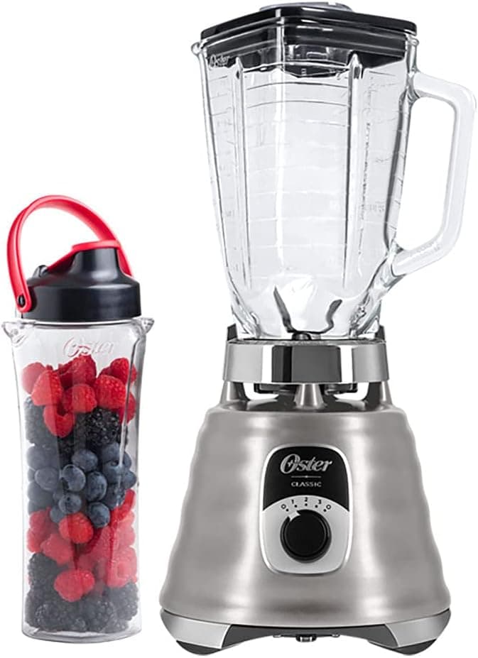 Kit New Osterizer Aço Escovado - Liquidificador e Jarra Blend N Go - 127V