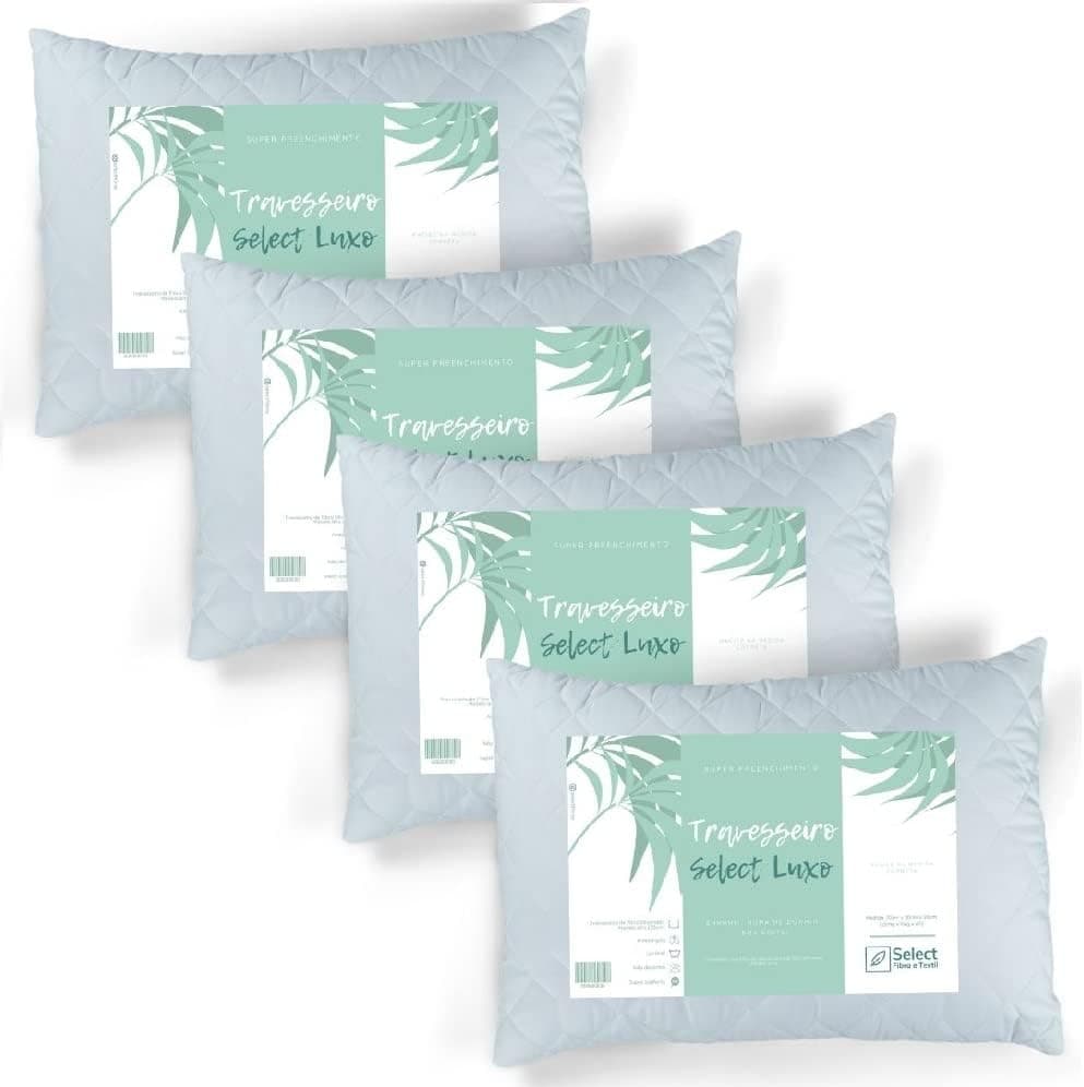 Kit 4 Travesseiros TRP Imports Select Luxo Fibras Importada E Antialérgica