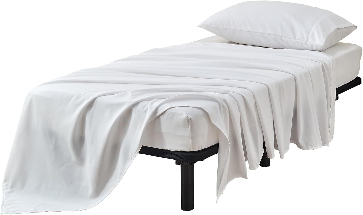Kingnex Jogo de cama de solteiro estreito, microfibra 1800 escovada, 3 peças, inclui 1 lençol com elástico, 1 lençol de cima, 1 fronha, branco