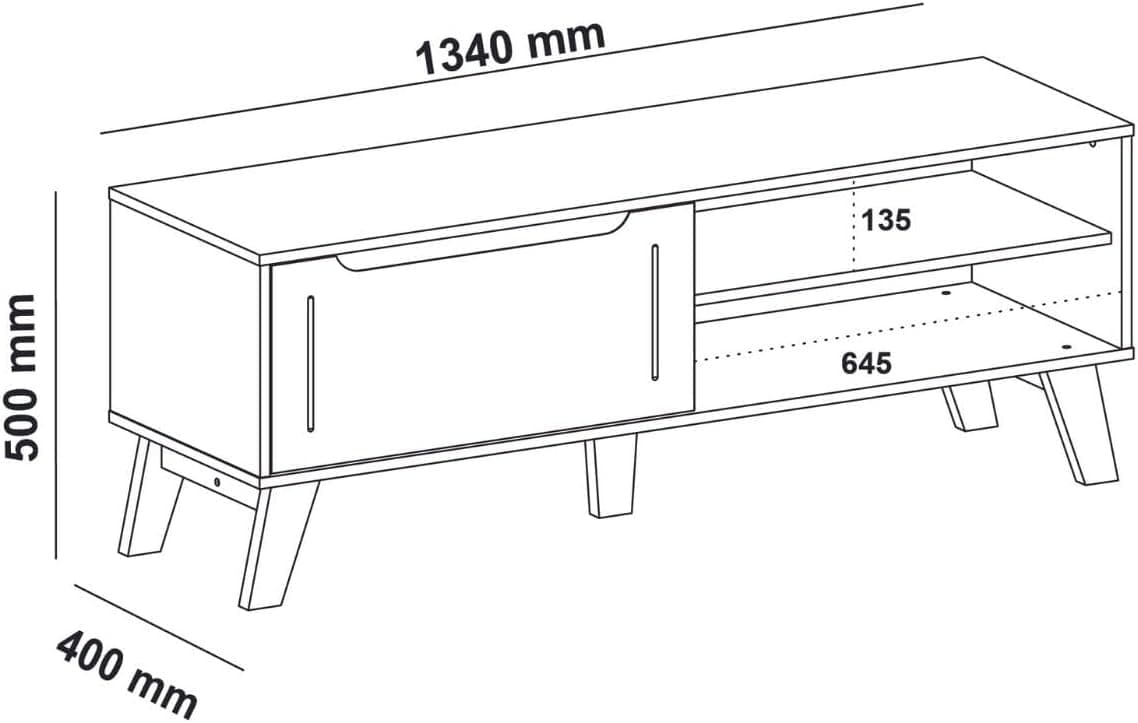 Rack para Tv ate 60" com porta basculante LOTUS cor Amendoa/Off White - Artely - Imagem 3