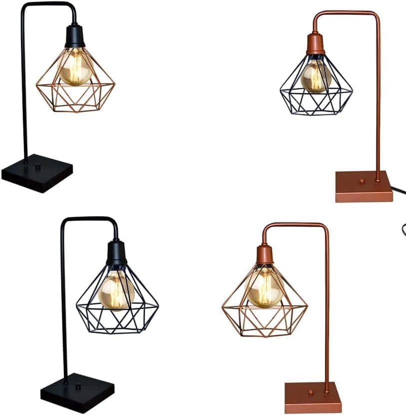 Abajur Luminaria De Mesa Com Aramado - Ideal para sala, cabeceira de cama, escritório (Preto Cobre) - Imagem 4
