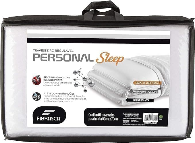 Travesseiro Regulável Visco NASA, Espuma Massageadora e Látex, Personal Sleep, 50x70 cm, Fibrasca - Imagem 4